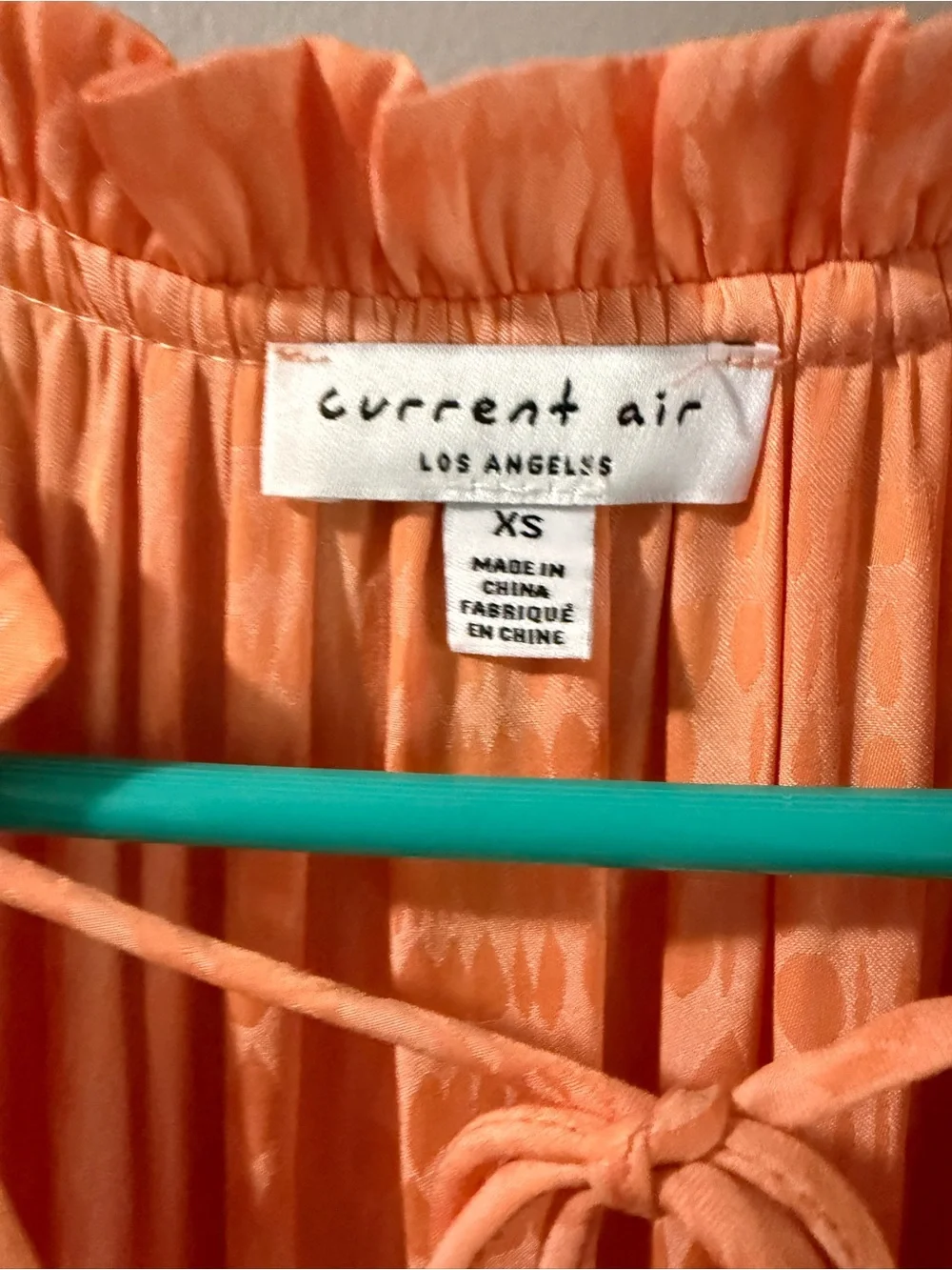 Current Air Peach Pleated Tie-Neck Dress - Picture 3 of 5